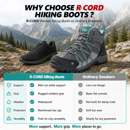 R CORD Women's Non-Slip Hiking Boots with Breathable Comfort