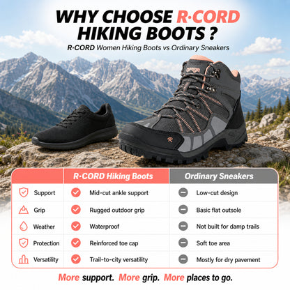 R CORD Women's Non-Slip Hiking Boots with Breathable Comfort