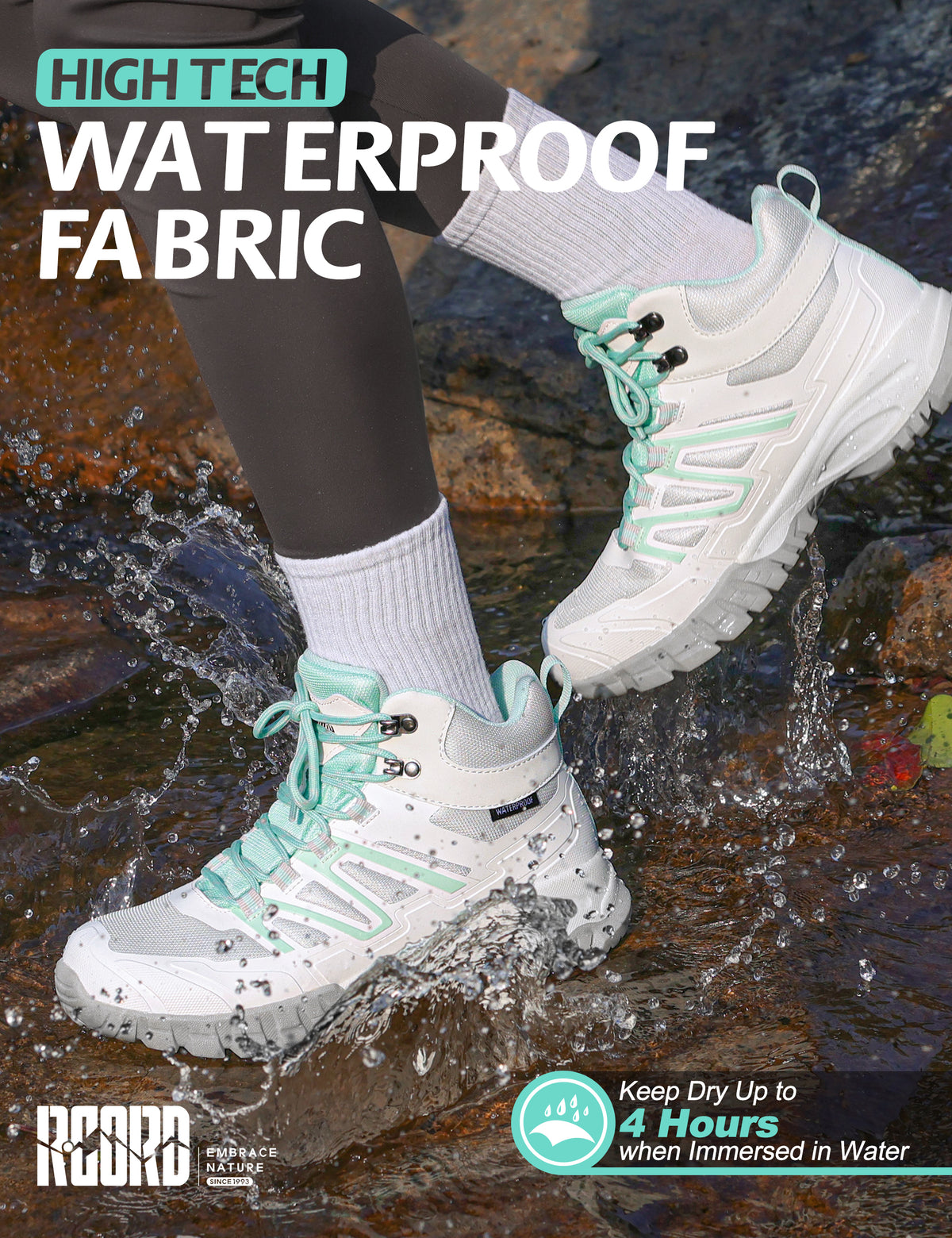 R CORD Women's Waterproof Hiking Boots Comfortable for Day Hikes