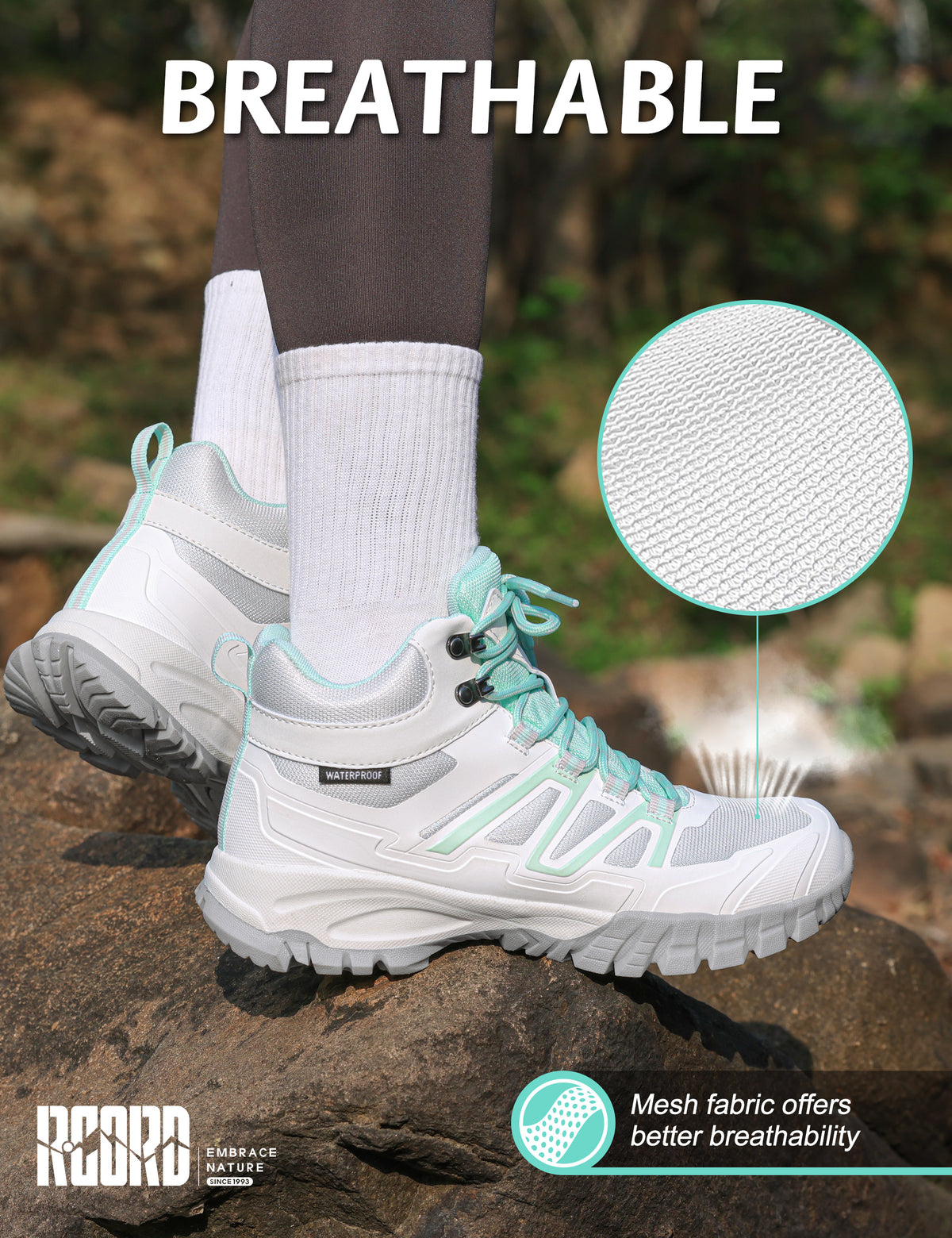 R CORD Women's Waterproof Hiking Boots Comfortable for Day Hikes