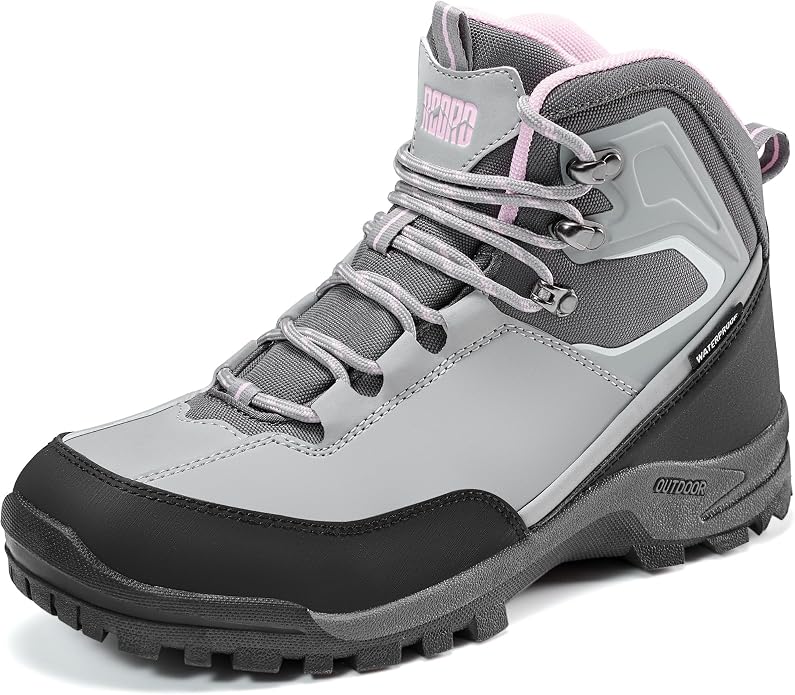 R CORD Women's Waterproof Hiking Boots with Non-Slip Grip for Dog Walking