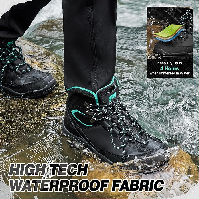 R CORD Women's Waterproof Hiking Boots with Non-Slip Grip for Dog Walking