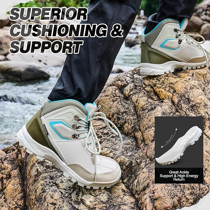 R CORD Women's Waterproof Hiking Boots with Non-Slip Grip for Dog Walking