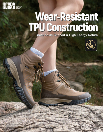 Comfortable cushioned hiking boots for extended nature walks [color:Khaki]

