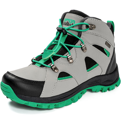 Comfortable kids hiking boots for school, playground, park [color:BlackGreen]