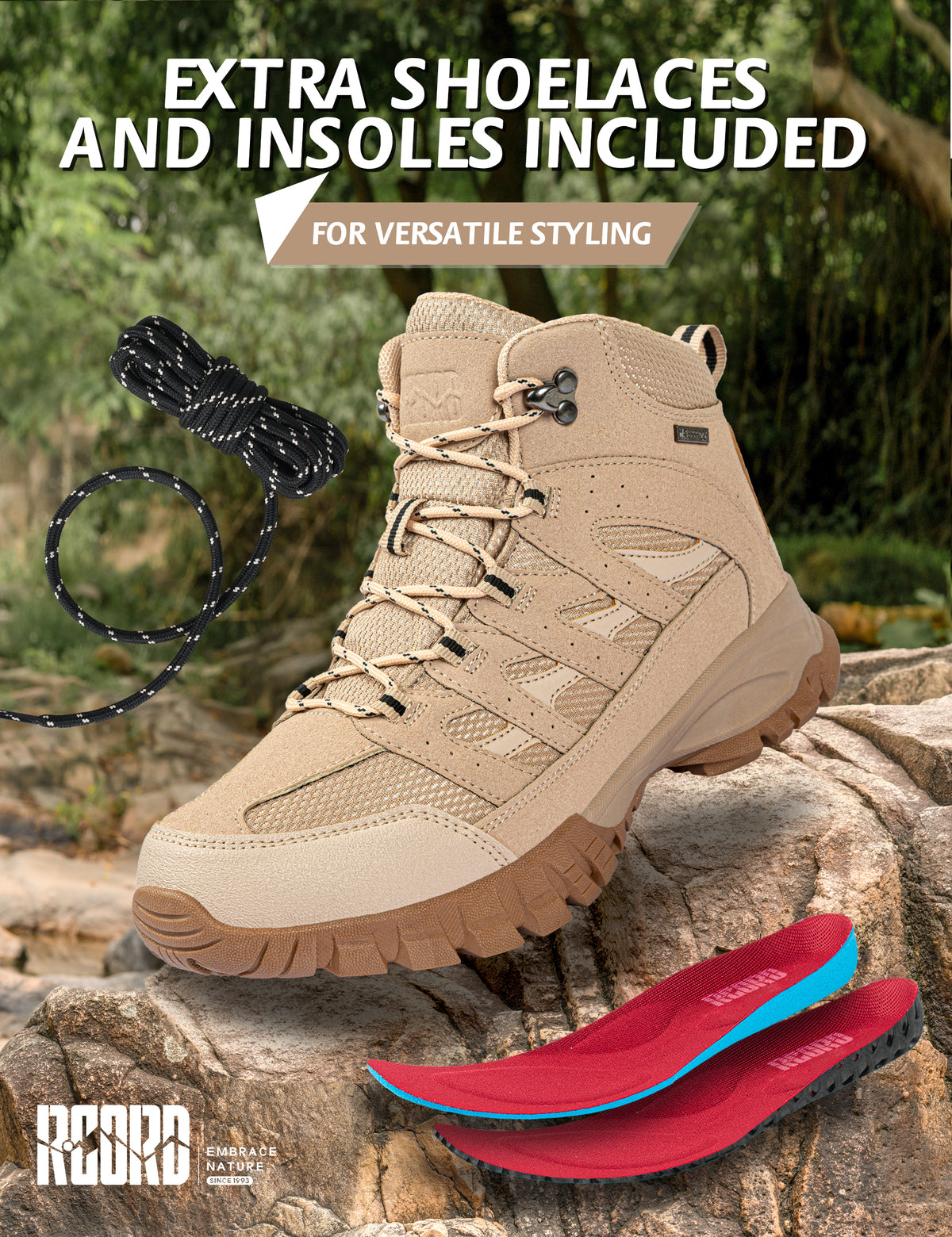 Cushioned insole comfort for regular trails and outdoor weekends [color:Sand]
