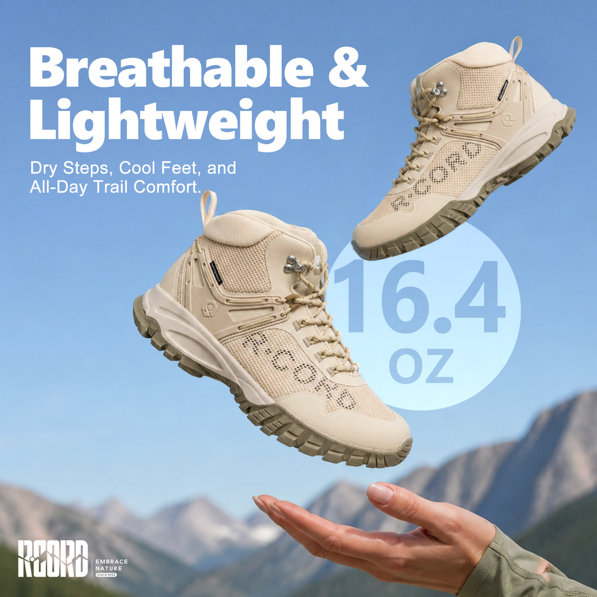 Cushioned comfort in lightweight hiking boots for active days [color:Sand]
