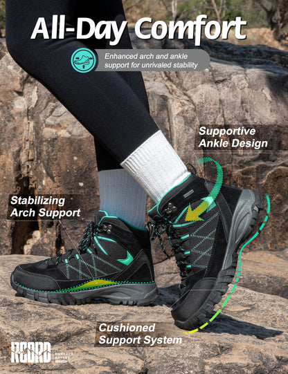 Cushioned hiking boots for comfortable nature walks and park strolls [color:Black]
