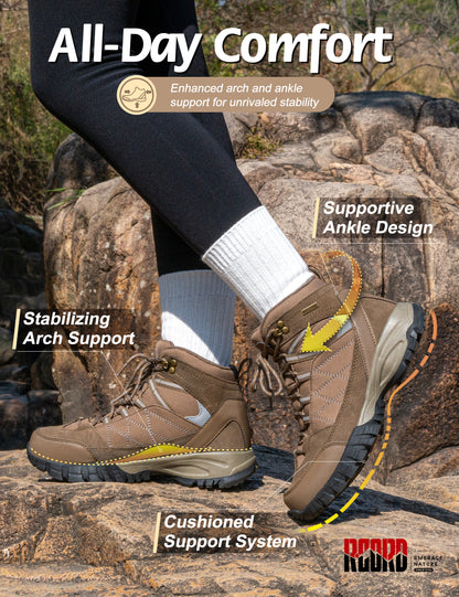 Cushioned hiking boots for comfortable nature walks and park strolls [color:Brown]
