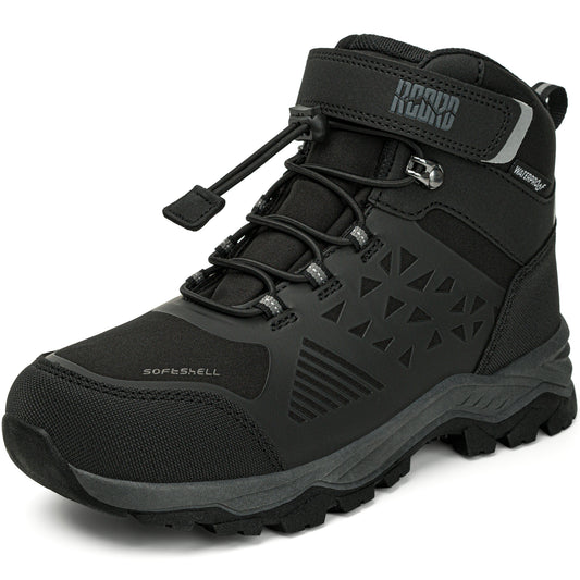 Durable boys hiking boots for school, outdoor play, travel [color:Black]