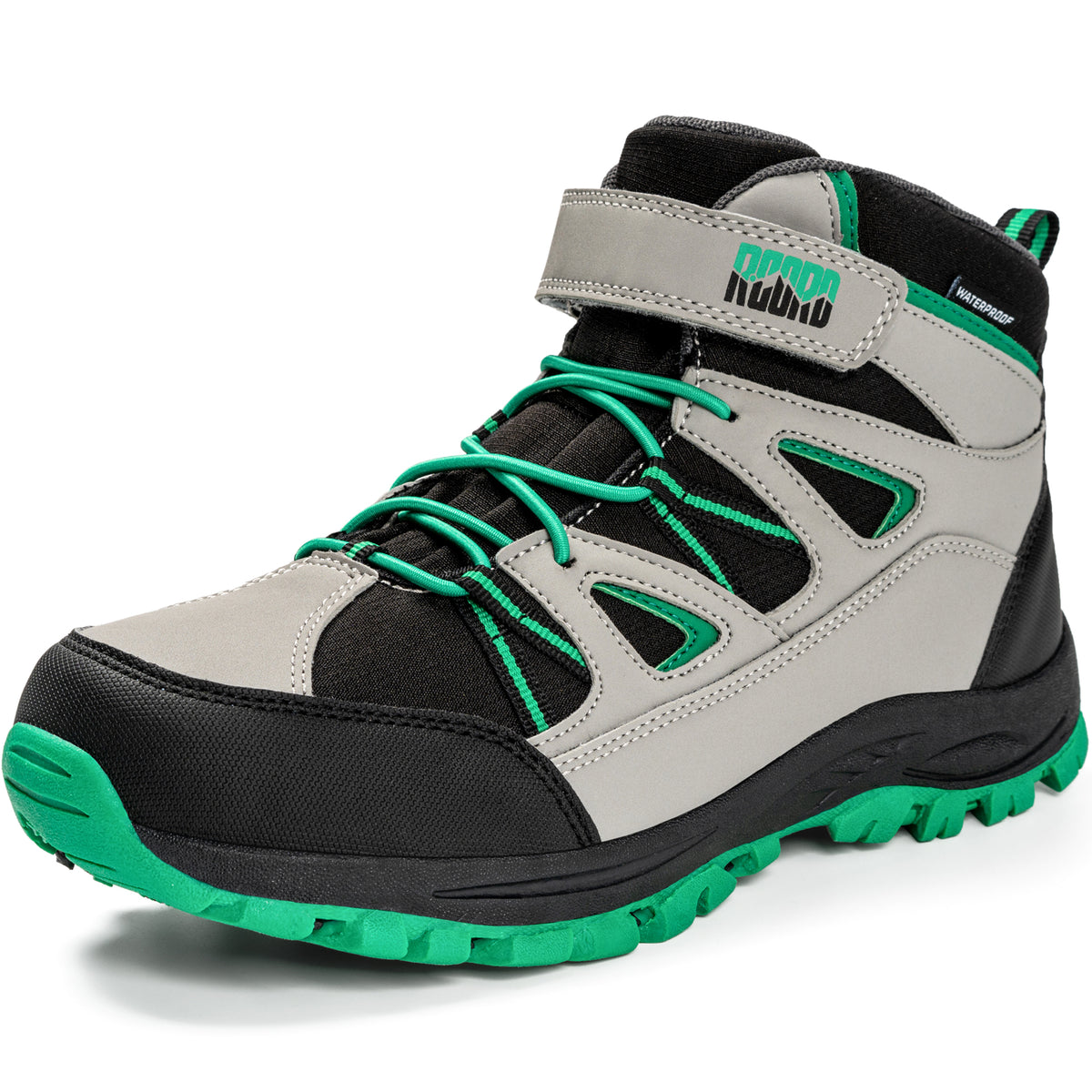 Durable girls hiking boots for rocky trails, dirt paths, outdoor adventures [color:BlackGreen]