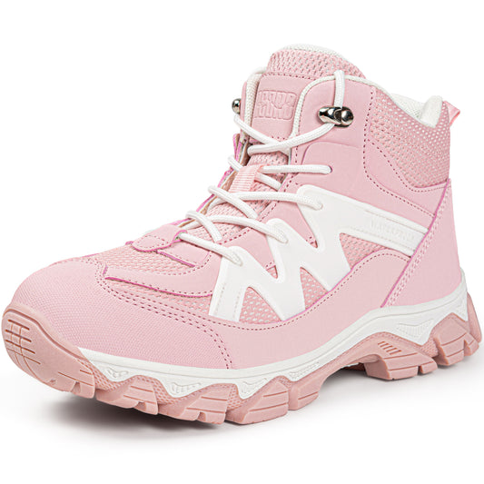 Flexible kids hiking boots for park, travel, easy trails [color:Pink]