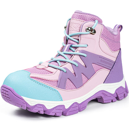 Flexible kids hiking boots for park, travel, easy trails [color:Purple]