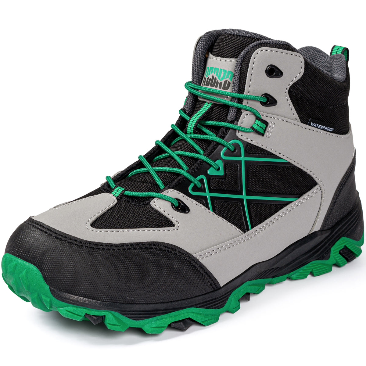 Grippy girls hiking boots for playground, park, outdoor play [color:BlackGreen]