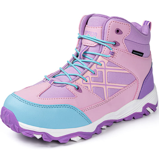 Grippy girls hiking boots for playground, park, outdoor play [color:Purple]