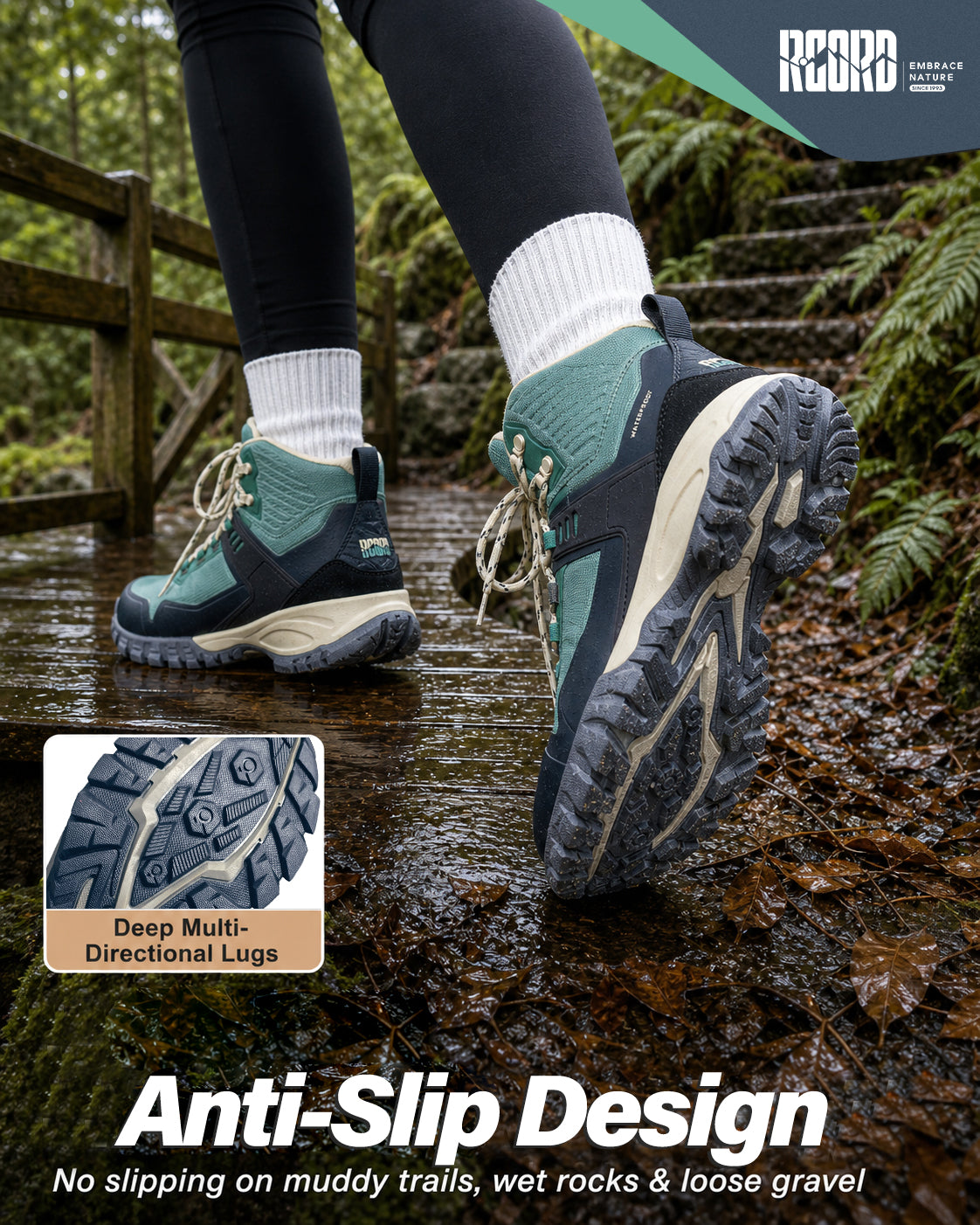 Multi-directional traction for dirt trails, gravel and outdoor paths [color:Lightgreen]
