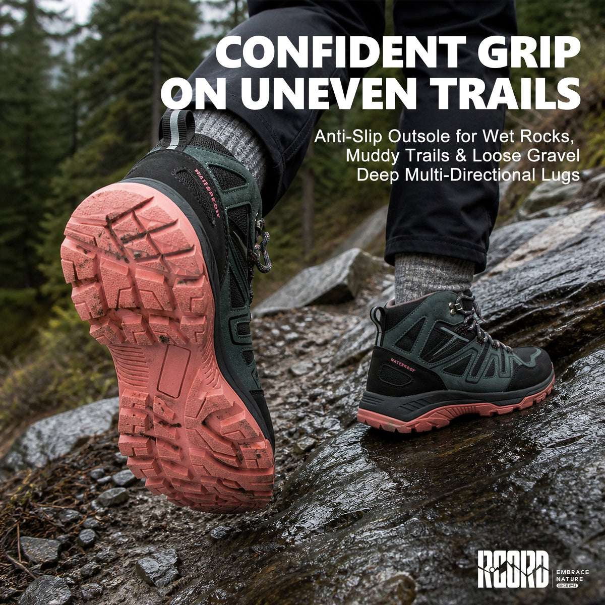 Rubber outsole for everyday walking paths and natural ground [color:Black]
