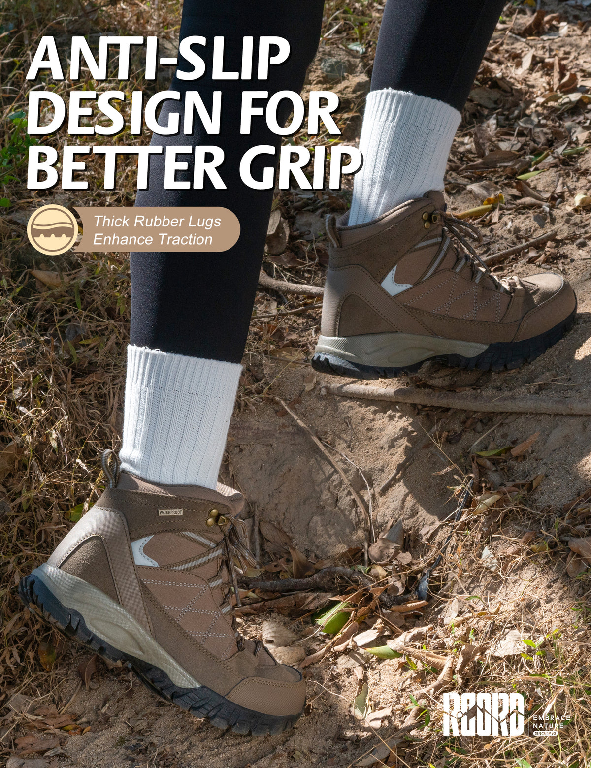 Rugged rubber traction for nature paths and small trail obstacles [color:Brown]
