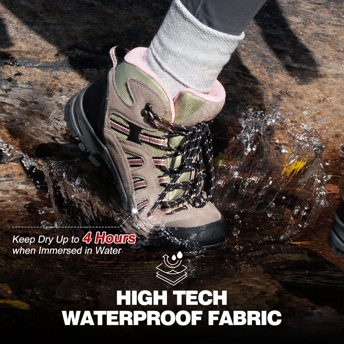 R CORD Womens  Waterproof Hiking Boots with Ankle Support