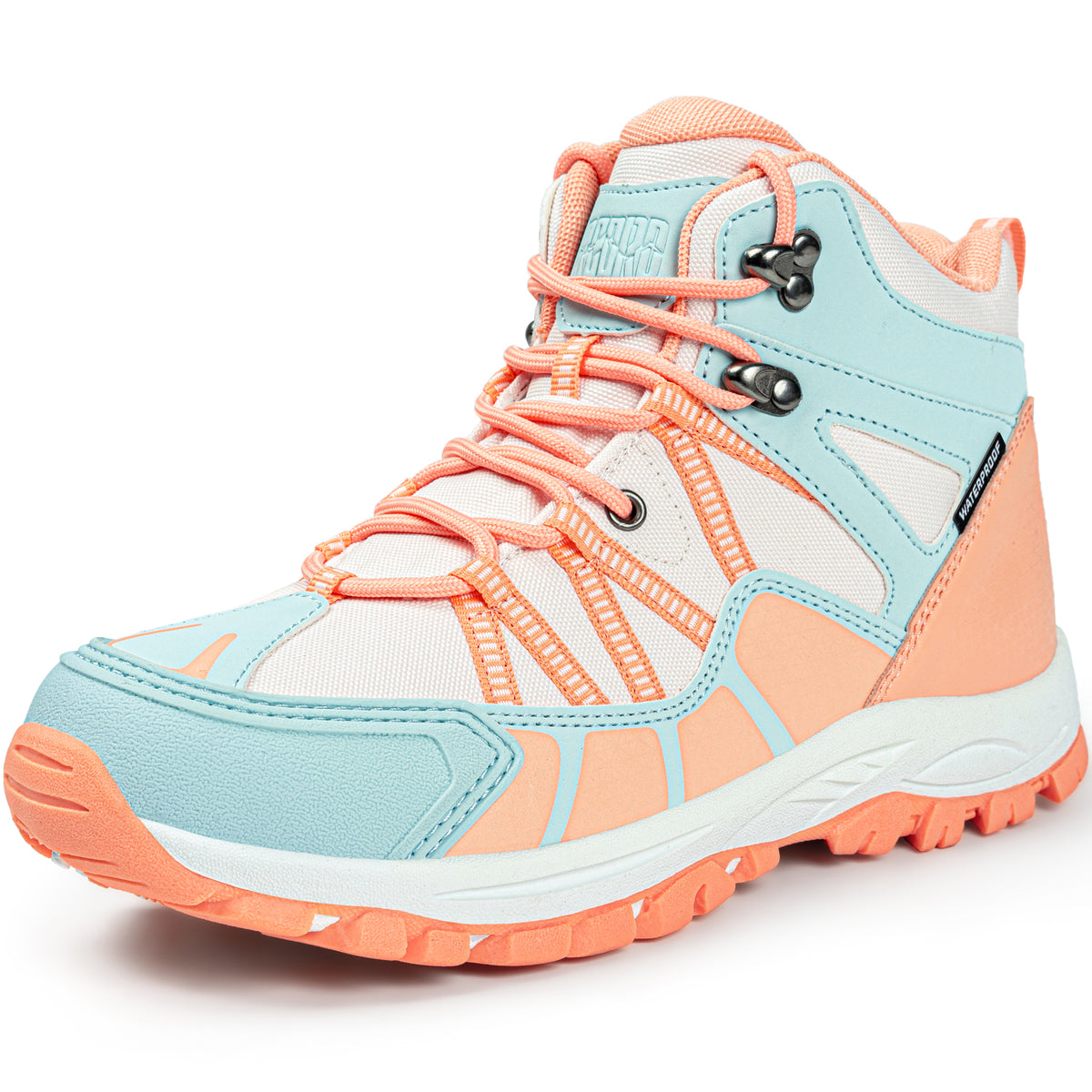 Kids hiking boots with ankle support for uneven trails, family hiking, trail walking [color:BluePeach]
