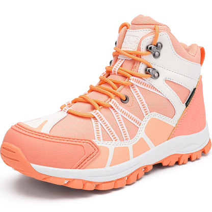 Kids hiking boots with ankle support for uneven trails, family hiking, trail walking [color:Peach]
