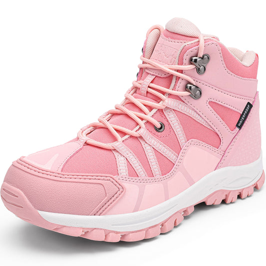 Kids hiking boots with ankle support for uneven trails, family hiking, trail walking [color:Pink]
