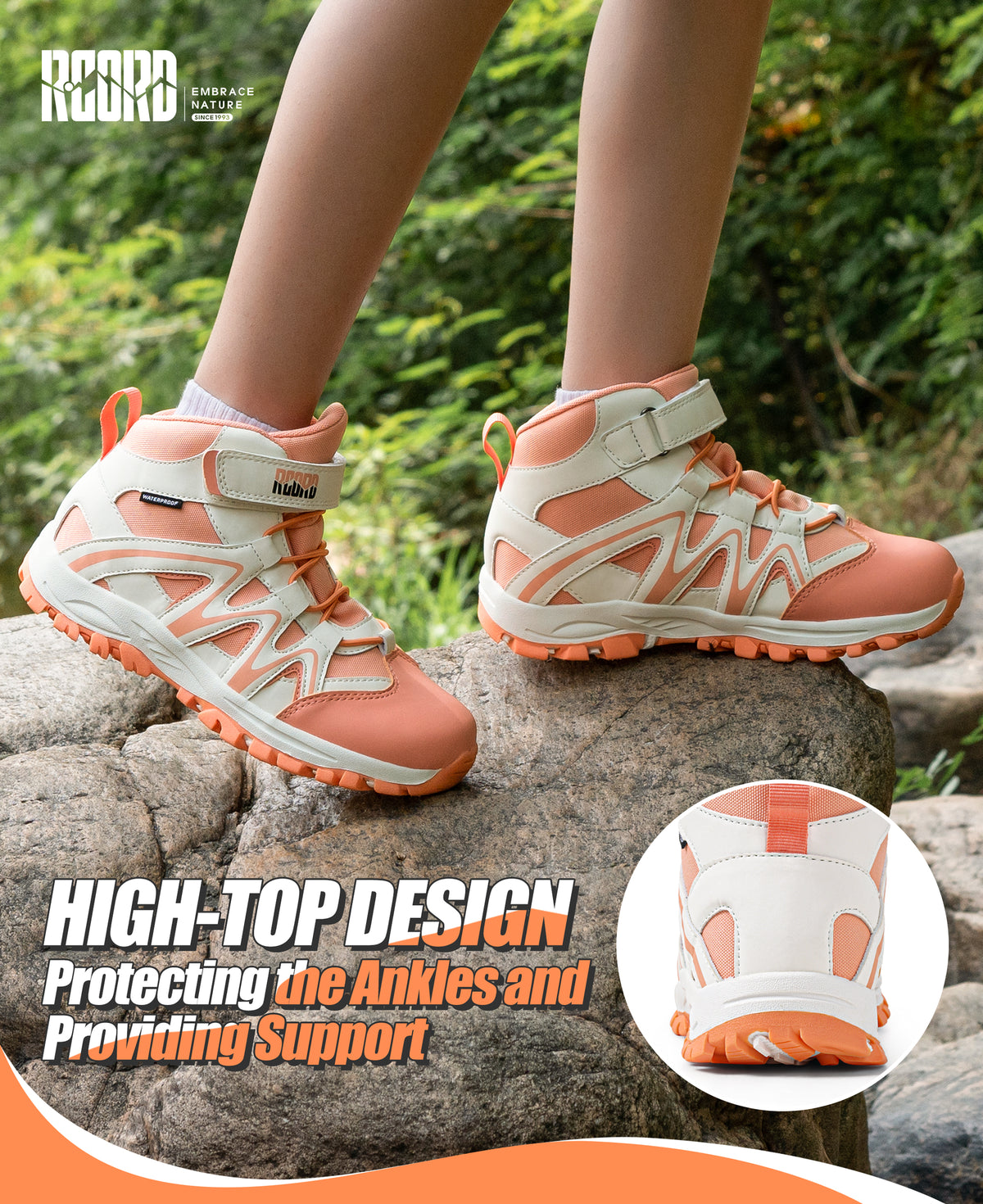 girls hiking boots with supportive ankle coverage for school, daily wear, family outings and everyday outdoor movement [color:Peach]