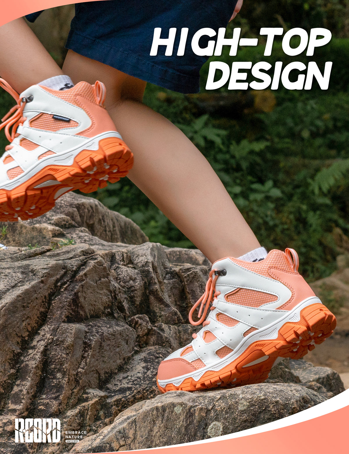 kids hiking boots with supportive ankle coverage for school, playground, walking and everyday outdoor movement [color:Peach]