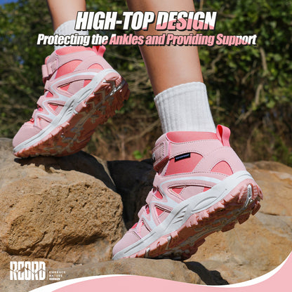 girls hiking boots with supportive ankle coverage for school, daily wear, family outings and everyday outdoor movement [color:Pink]