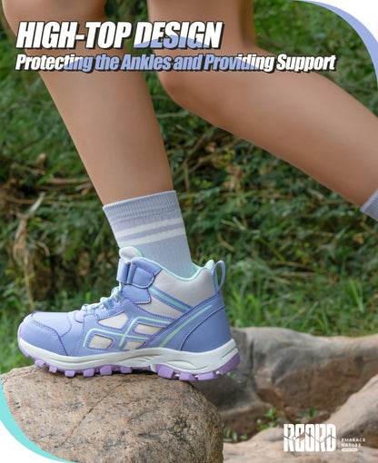 girls hiking boots with ankle support for stable steps on nature trails, family hiking, outdoor exploring [color:Turquoise]