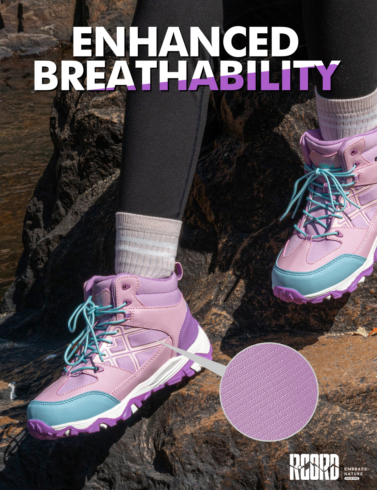 Breathable girls hiking boots for comfortable wear during playground, park, outdoor play [color:Purple]