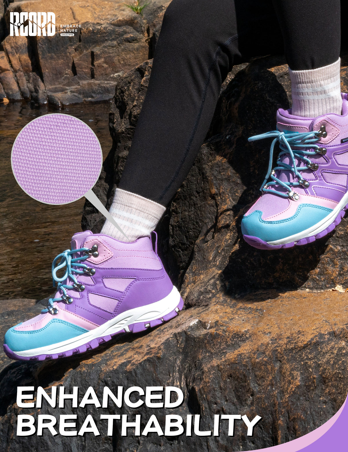 Breathable kids hiking boots for comfortable wear during school, park, weekend walks [color:Purple]