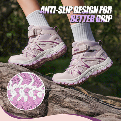 Non-slip girls hiking boots with a grippy outsole for school, daily wear, family outings and changing outdoor surfaces [color:LightPurple]