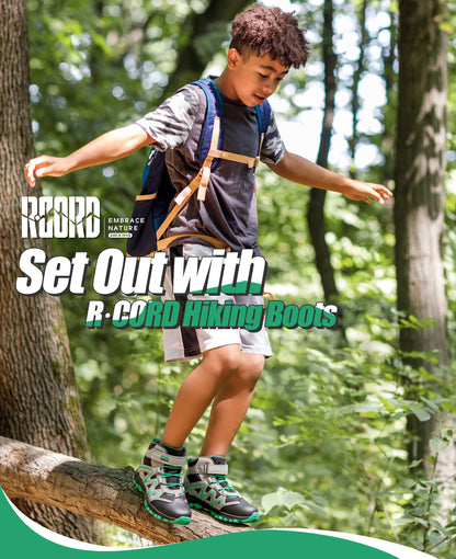 Comfortable girls hiking boots for school, daily wear, family outings, with waterproof comfort and outdoor protection [color:BlackGreen]