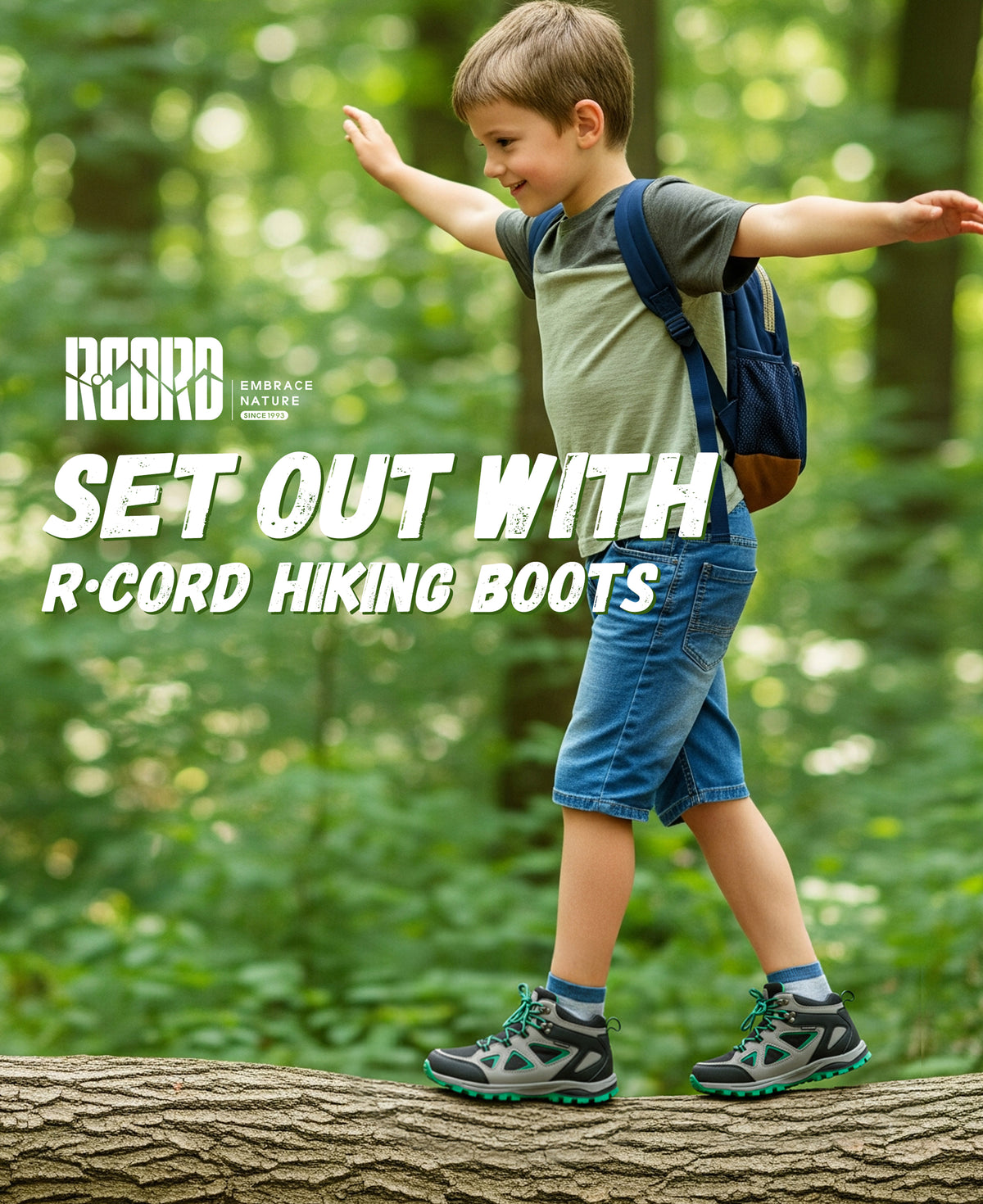 Waterproof kids hiking boots for nature walks, day hikes, warm-weather trails, with waterproof comfort and outdoor protection [color:BlackGreen]