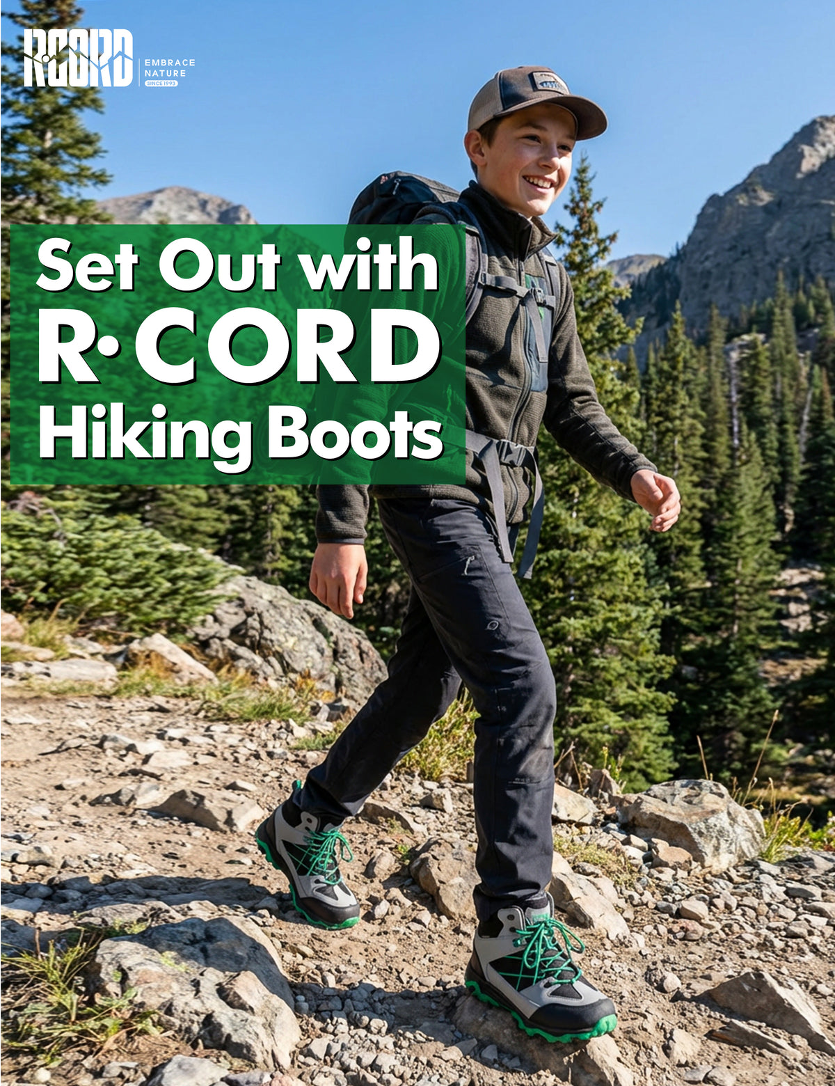 Grippy girls hiking boots for playground, park, outdoor play, with waterproof comfort and outdoor protection [color:BlackGreen]