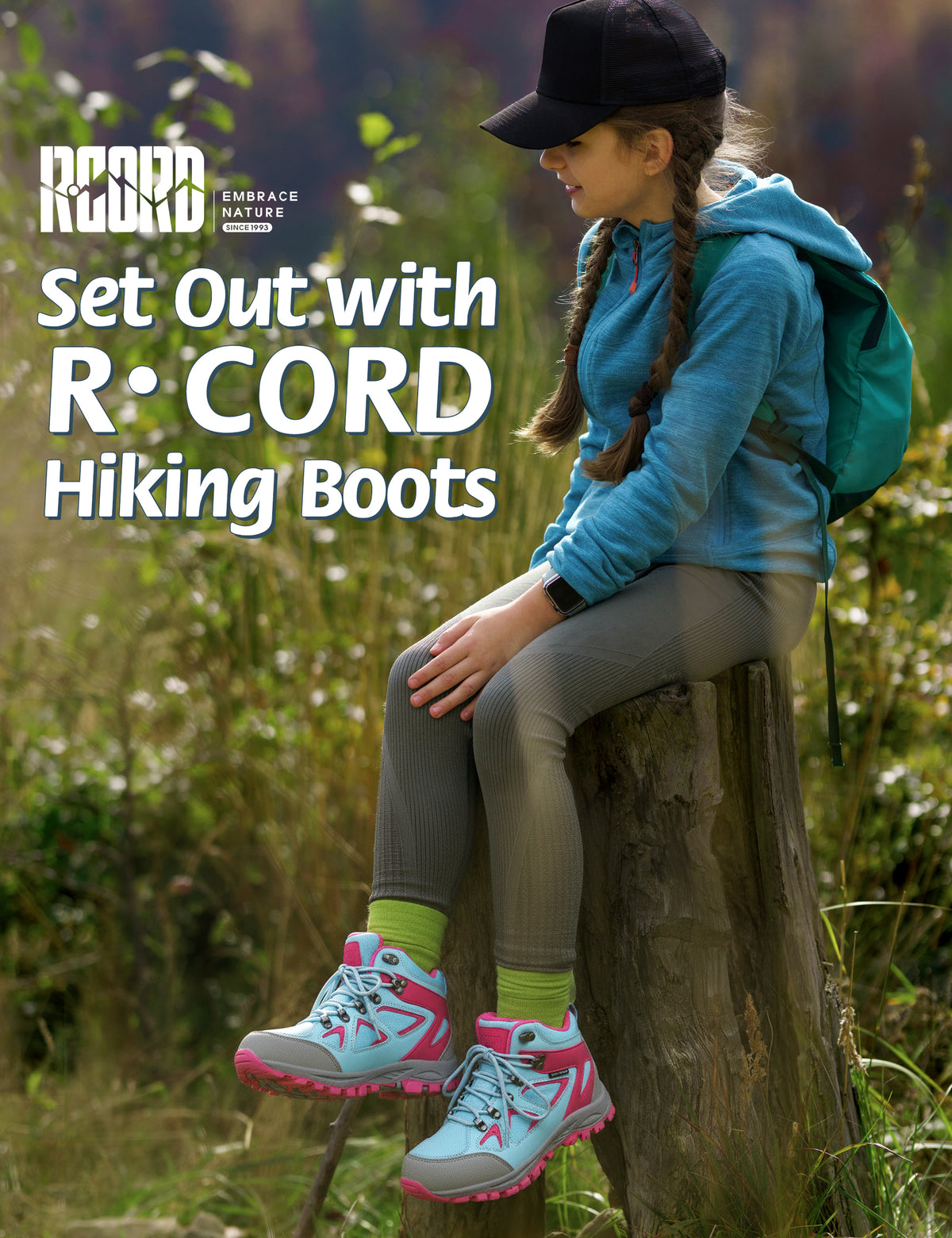 Waterproof kids hiking boots for family hiking, camping, with waterproof comfort and outdoor protection [color:Blue]