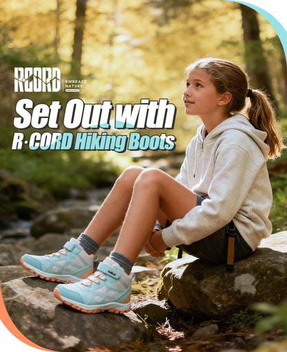 Protective toe girls hiking boots for nature trails, family hiking, outdoor exploring, with waterproof comfort and outdoor protection [color:BluePeach]