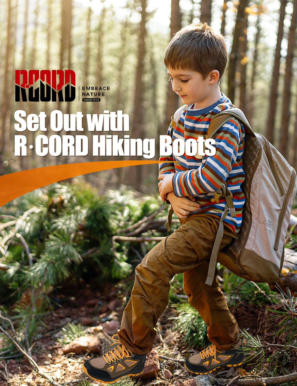 Waterproof kids hiking boots for family hiking, camping, with waterproof comfort and outdoor protection [color:Khaki]