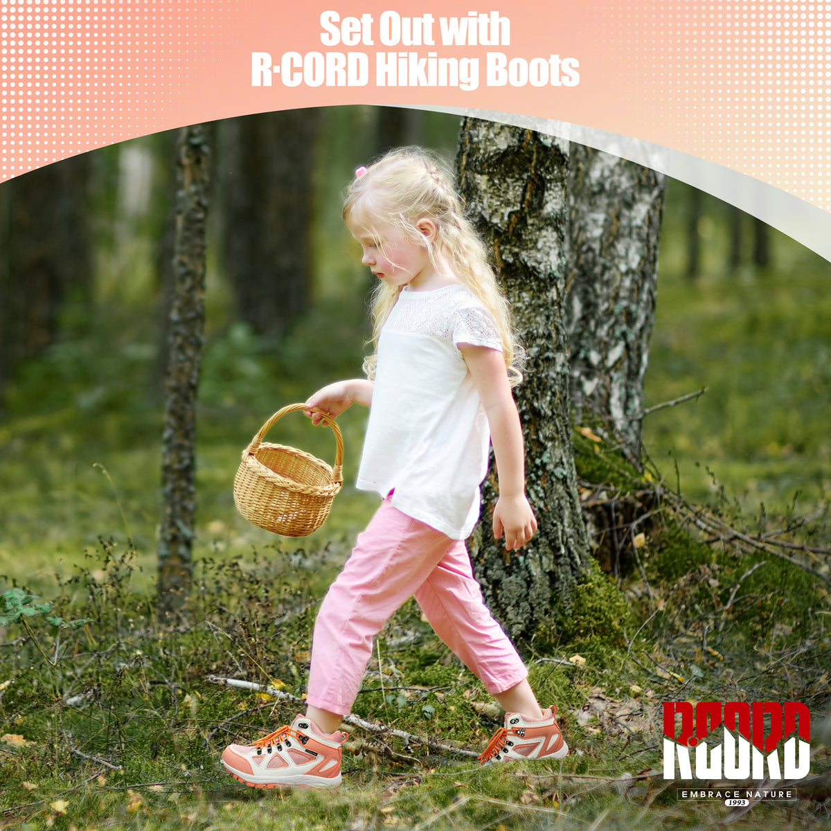 Waterproof kids hiking boots for family hiking, camping, with waterproof comfort and outdoor protection [color:Peach]
