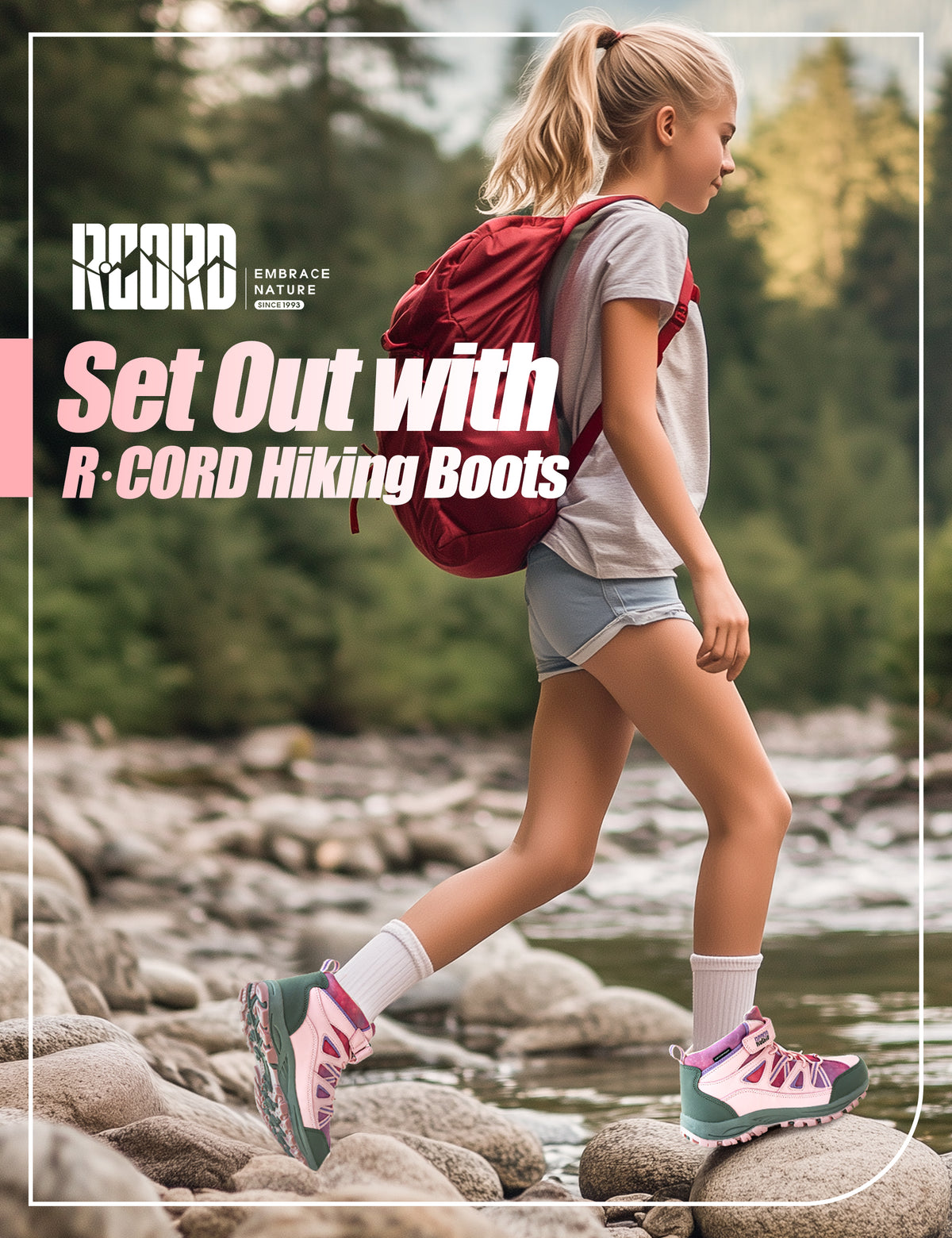 Durable girls hiking boots for rocky trails, dirt paths, outdoor adventures, with waterproof comfort and outdoor protection [color:Pink]