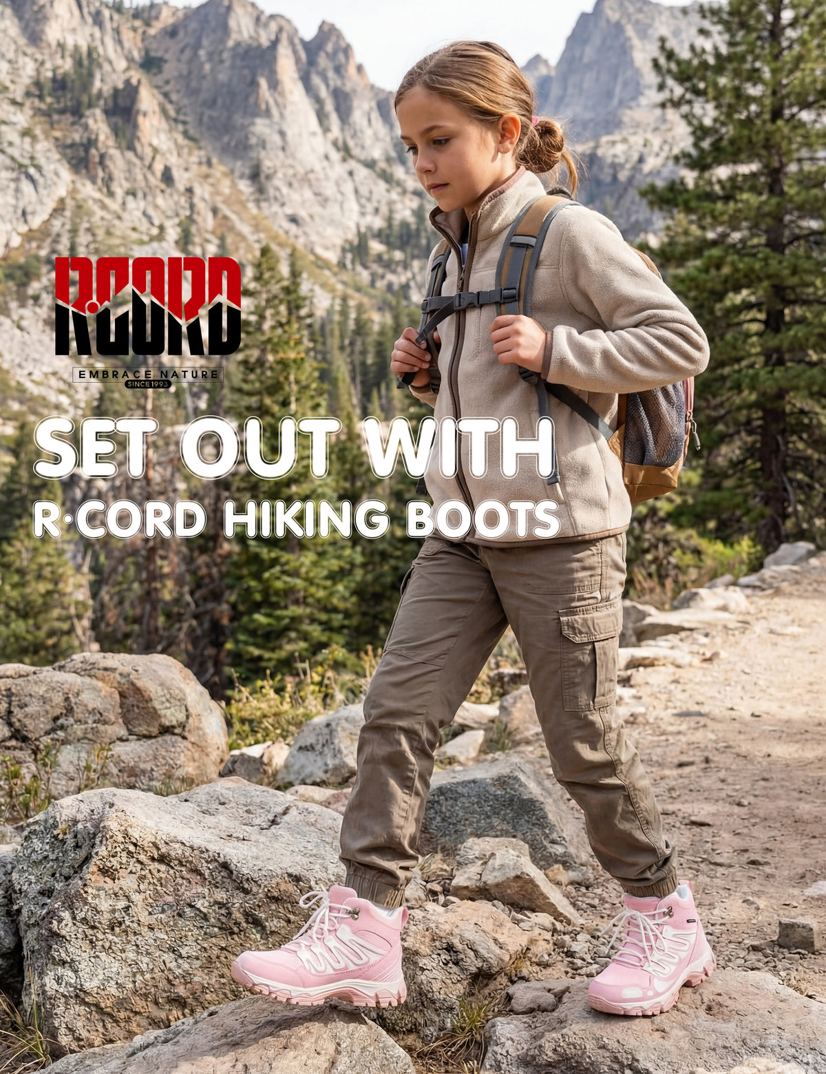 Breathable girls hiking boots for school, outdoor play, travel, with waterproof comfort and outdoor protection [color:Pink]