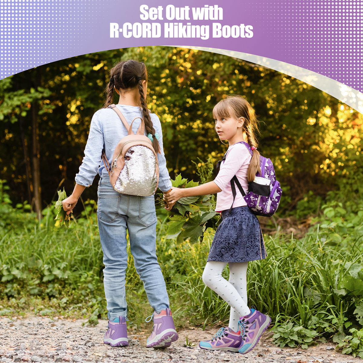 Waterproof kids hiking boots for family hiking, camping, with waterproof comfort and outdoor protection [color:Purple]