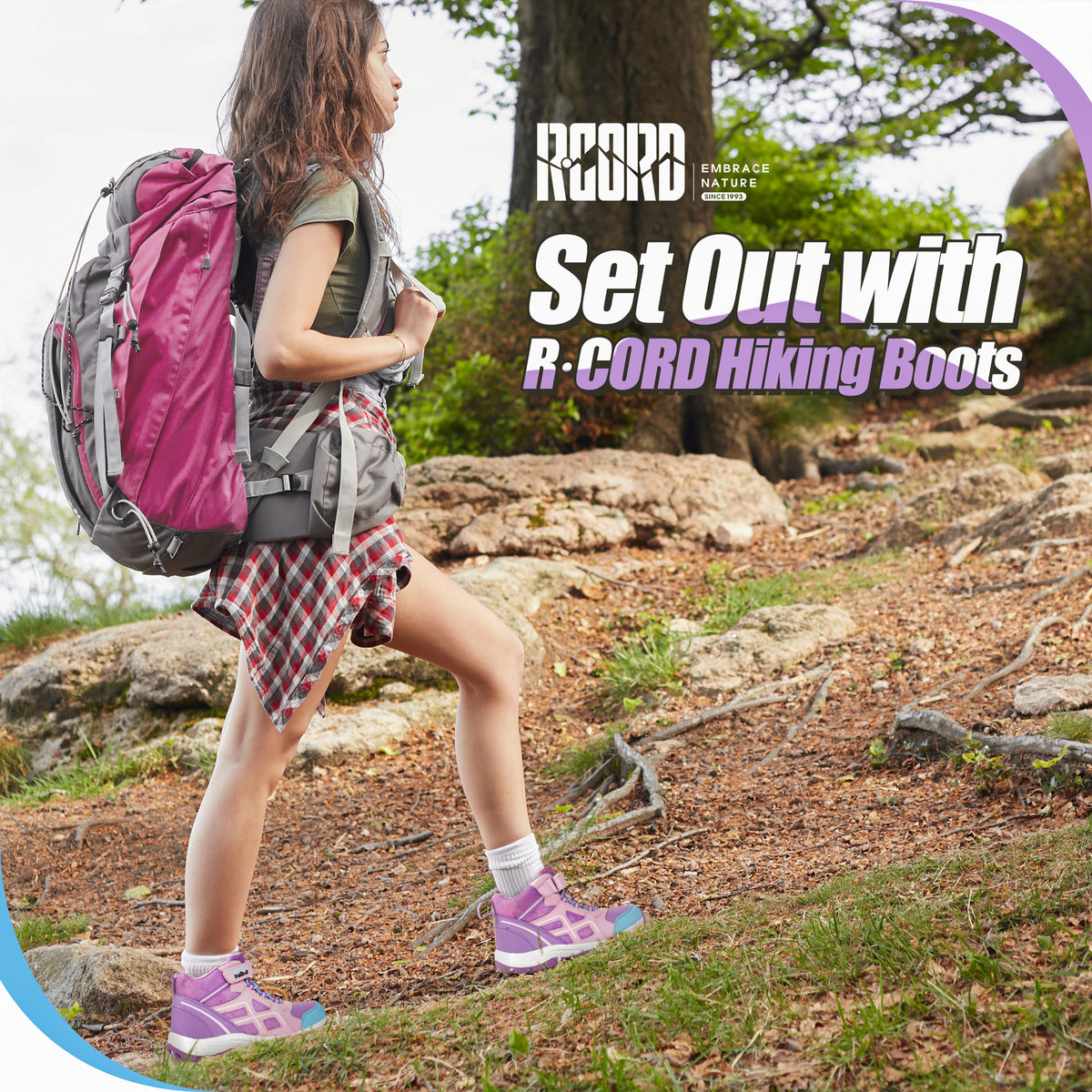 Protective toe girls hiking boots for nature trails, family hiking, outdoor exploring, with waterproof comfort and outdoor protection [color:Purple]