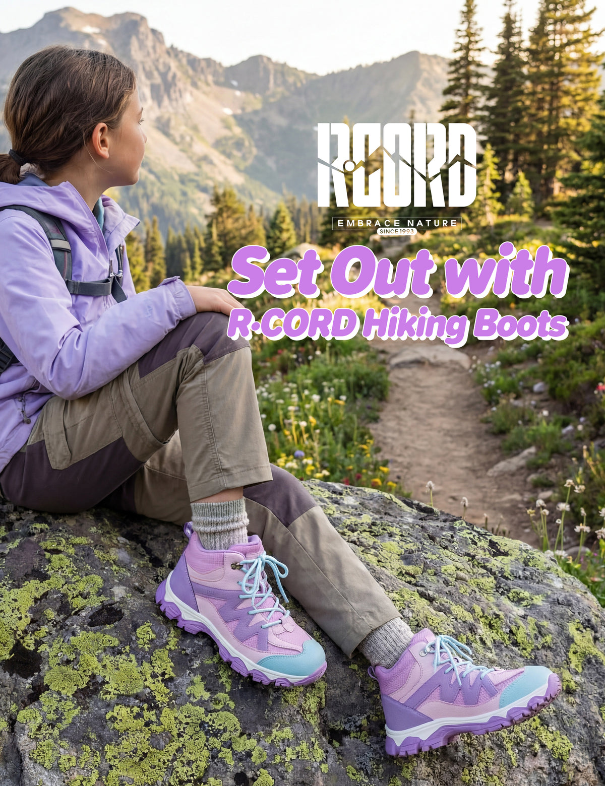 Flexible kids hiking boots for park, travel, easy trails, with waterproof comfort and outdoor protection [color:Purple]