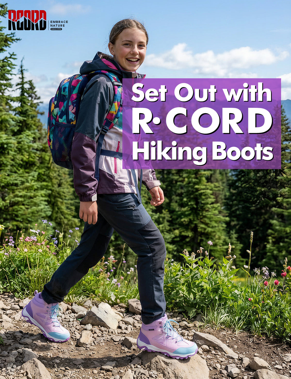 Grippy girls hiking boots for playground, park, outdoor play, with waterproof comfort and outdoor protection [color:Purple]