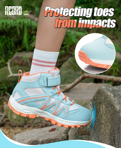 girls hiking boots with a protective toe cap for active play, walks and outdoor adventures [color:BluePeach]