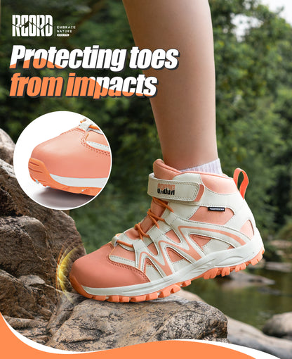 girls hiking boots with a protective toe cap for active play, walks and outdoor adventures [color:Peach]