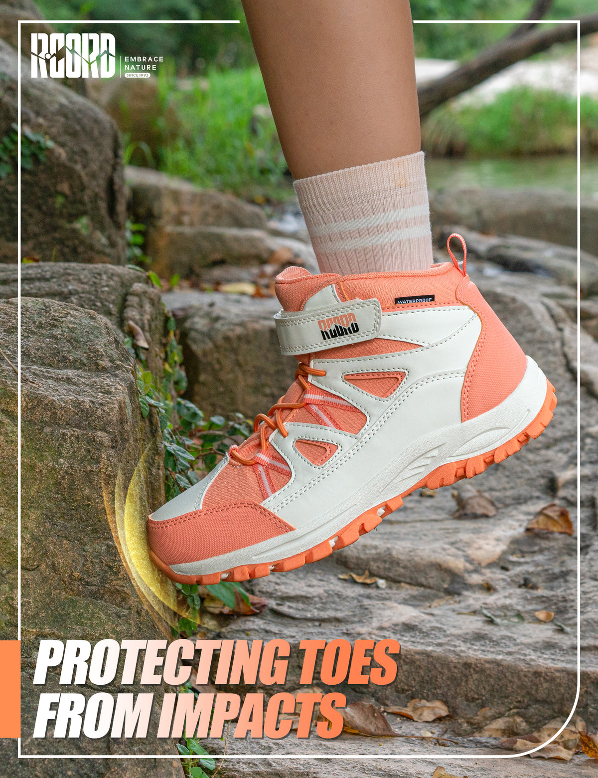girls hiking boots with toe protection for bumps, rocks and outdoor obstacles [color:Peach]