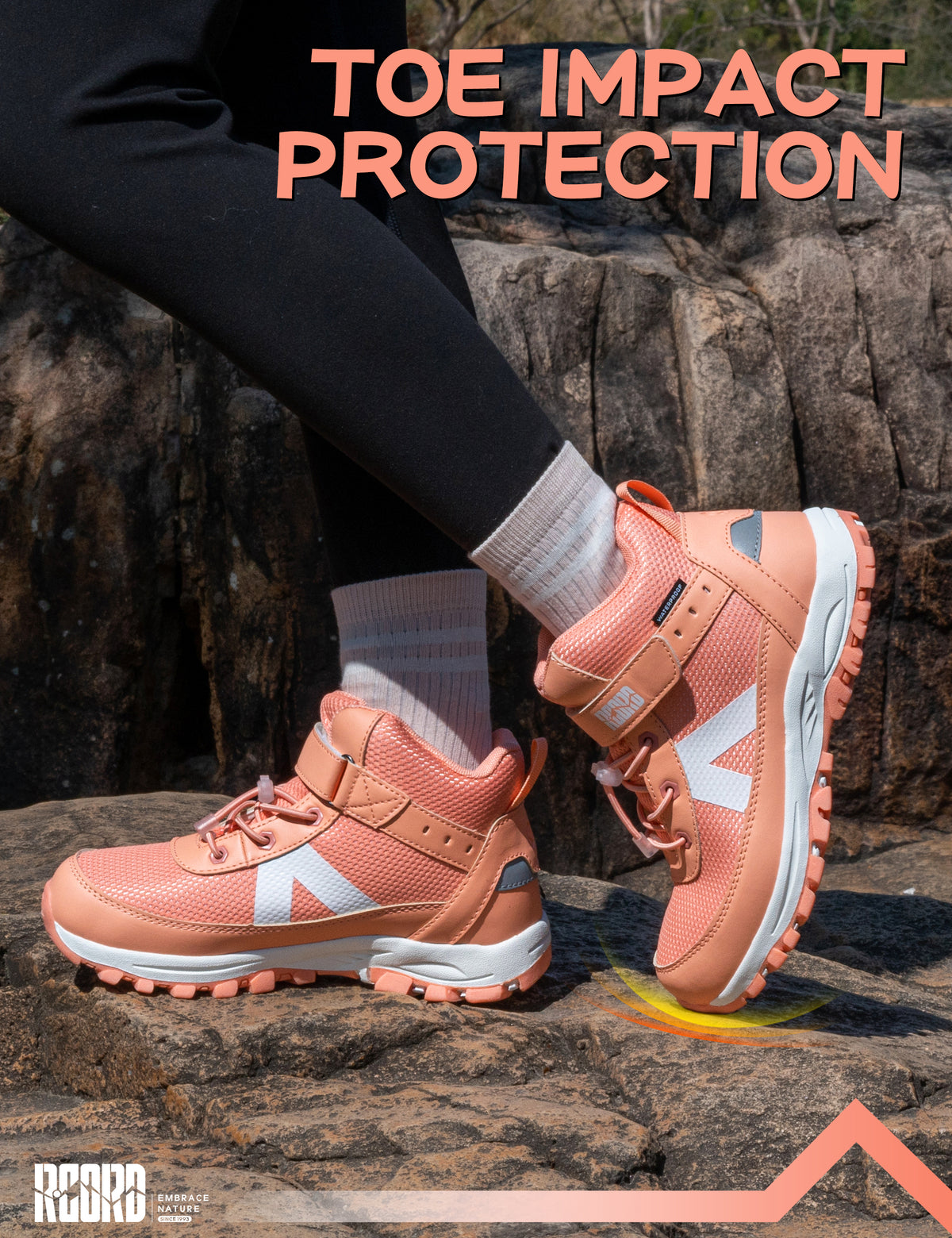 girls hiking boots with a protective toe cap for active play, walks and outdoor adventures [color:Peach]